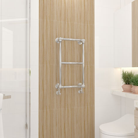 Traditional 700x400mm Heated Towel Rail Bathroom Radiator Chrome