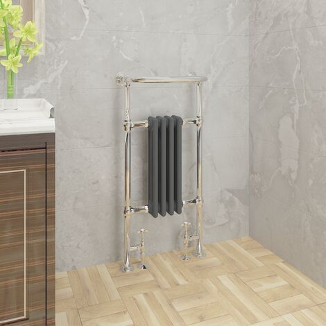 Traditional 952x479mm Heated Towel Rail Chrome & Anthracite