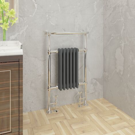 Traditional 952x569mm Heated Towel Rail Chrome & Anthracite