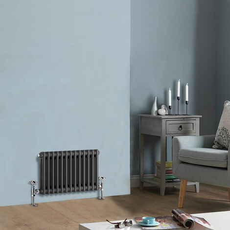 Traditional Anthracite Horizontal Cast Iron Style Radiator Double Column 300 x 605mm