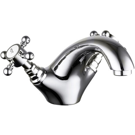 main image of "Traditional Bathroom Basin Sink Mixer Tap Chrome Vintage Cloakroom Faucet"