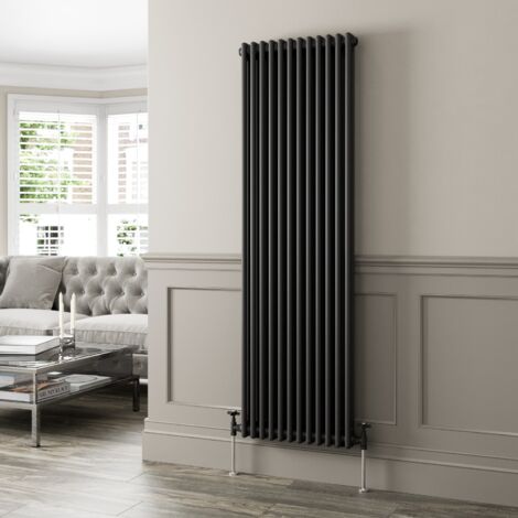 Traditional Black Collosseum Column Radiators Vertical Horizontal 1800 x 560mm Double Column Vertical