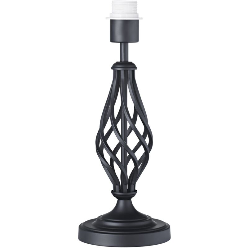 Traditional Black Table Lamp Base with Twist Metal Stem Design and Inline Switch by Happy Homewares