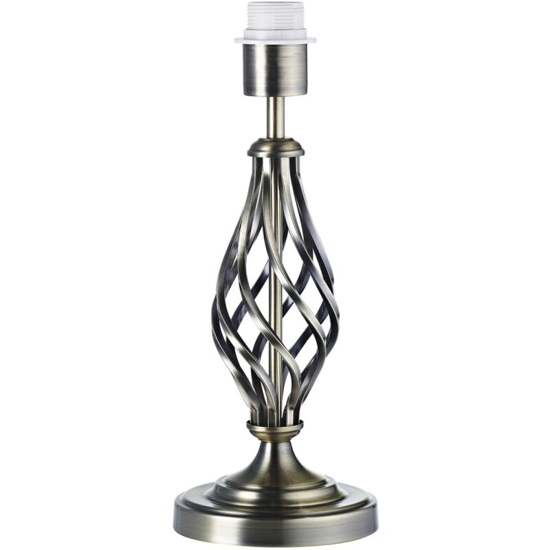 Traditional Brushed Antique Brass Table Lamp Base with Twist Metal Stem Design by Happy Homewares