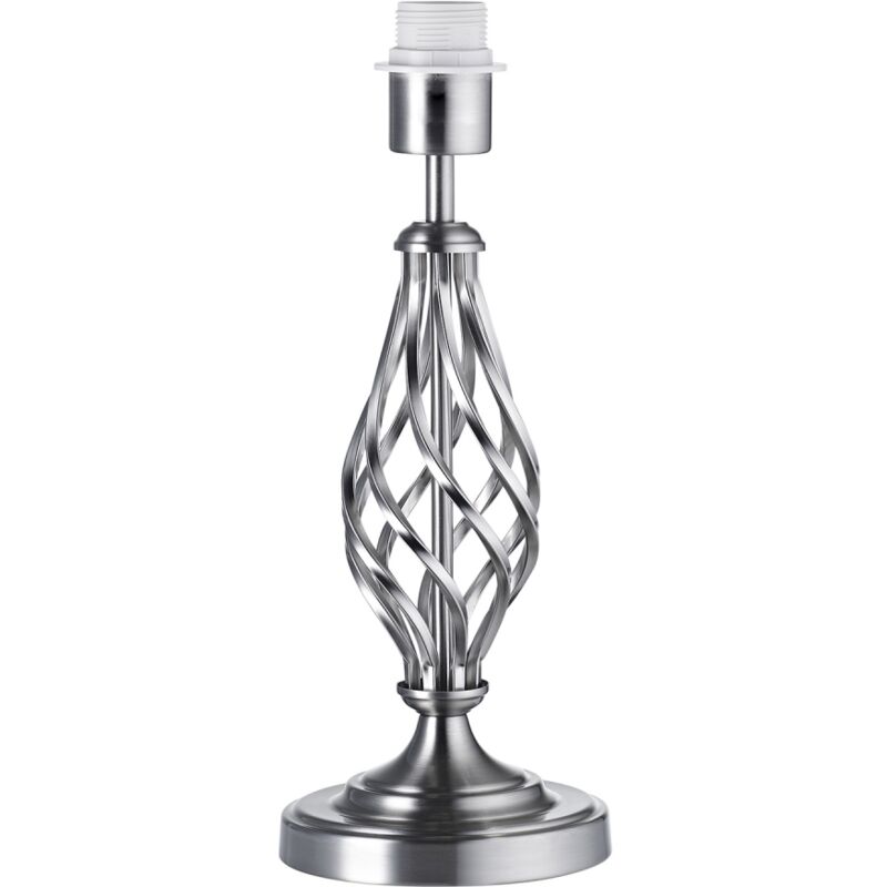 Traditional Brushed Satin Nickel Table Lamp Base with Twist Metal Stem Design by Happy Homewares