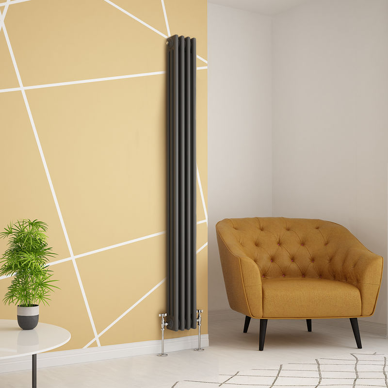 Warmehaus - Traditional Cast Iron Style Anthracite Triple Vertical Radiator 1800 x 200mm