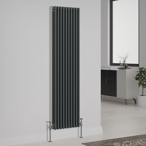 Traditional Cast Iron Style Radiator 1800x472mm Vertical 3 Column Anthracite