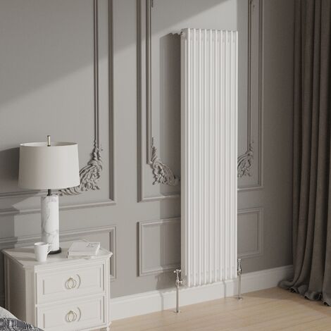 Traditional Cast Iron Style Radiator 1800x472mm Vertical 3 Column White