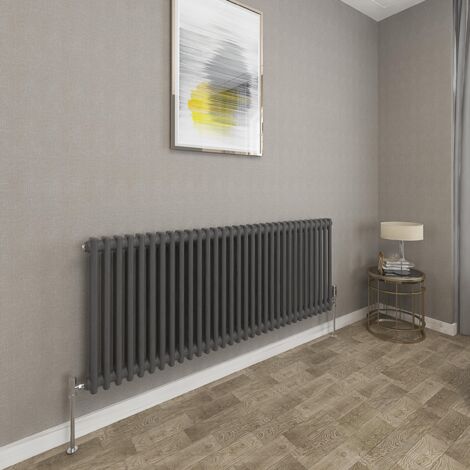 Traditional Cast Iron Style Radiator Horizontal 2 Column Anthracite 600x1460mm