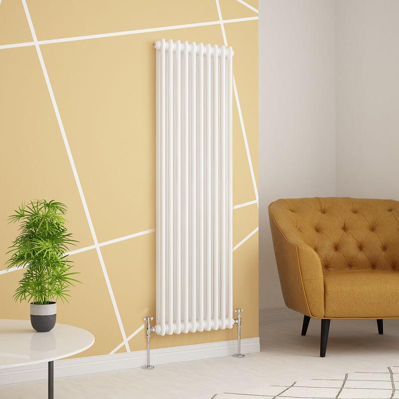 Warmehaus - Traditional Cast Iron Style White Double Vertical Radiator 1500 x 470mm