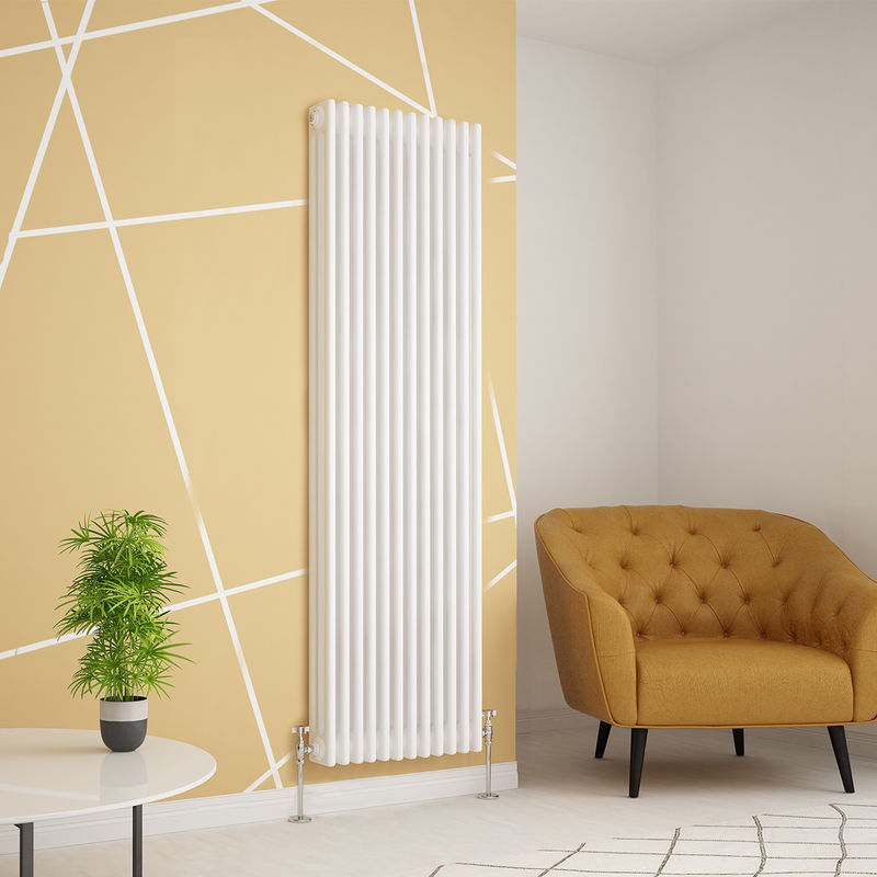 Traditional Cast Iron Style White Triple Vertical Radiator 1800 x 560mm