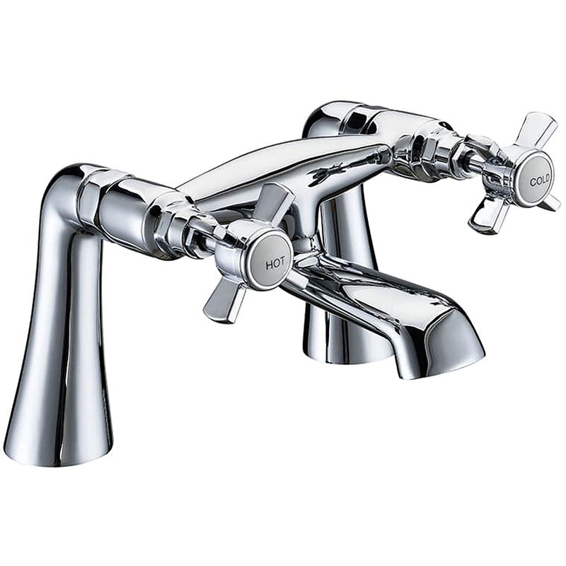 Traditional Chrome Brass Crosshead Bath Filler with Pillar Legs