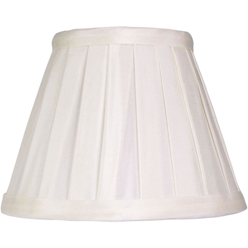 Traditional Classic Cream Faux Silk Pleated Inner Lined Lamp Clip-On Shade - 6' by Happy Homewares