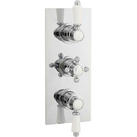 Traditional Concealed Triple Thermostatic Shower Valve with 2 Outlets in Chrome Finish by Balterley