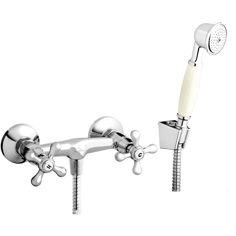 Traditional Cross Head Shower Mixer Wall Mounted Kit Chrome Plated Brass
