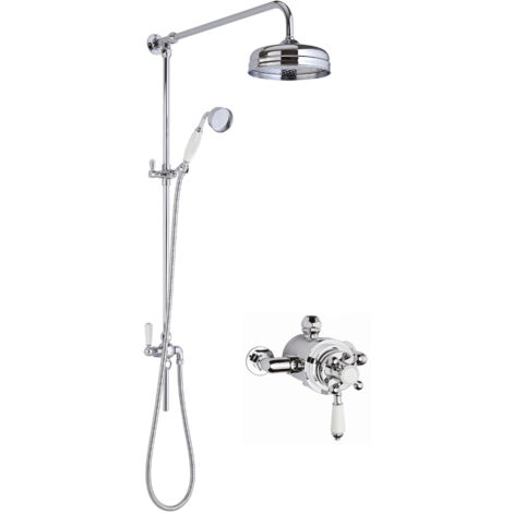 Traditional Dual Exposed Valve & Rigid Riser Shower Set - Chrome/White - Balterley