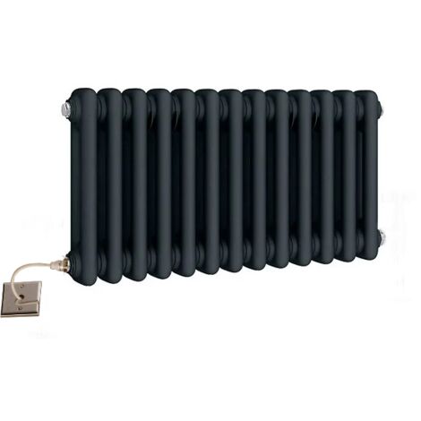 Traditional Electric Anthracite 2 Column Radiators 300mm high 605mm wide