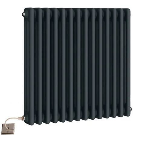 Traditional Electric Anthracite 3 Column Radiators 600mm high 425mm wide