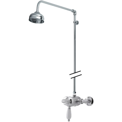 Traditional Exposed Manual Valve & Rigid Riser Shower Set - Chrome/White - Balterley