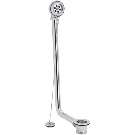 Traditional Exposed Retainer Bath Tub Waste, Suitable for Baths up to 20mm thick, Chrome, 458 x 191 x 45mm
