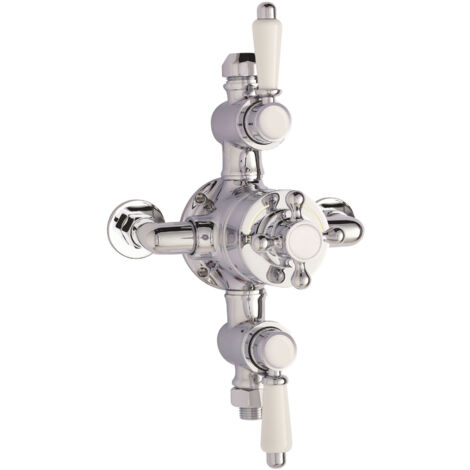 Traditional Exposed Triple Thermostatic Shower Valve - 2 Outlets - Chrome Finish - Premium Bathroom Fitting by Balterley
