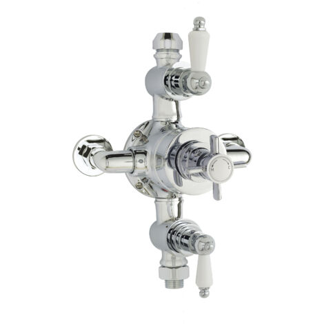 Traditional Exposed Triple Thermostatic Shower Valve - 2 Outlets - Durable Chrome Finish - Luxury Bathroom Fittings by Balterley