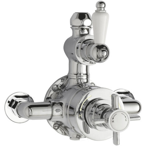 Traditional Exposed Twin Thermostatic Shower Valve, 1 Outlet, Chrome Finish - Luxury Bathroom Fittings by Balterley