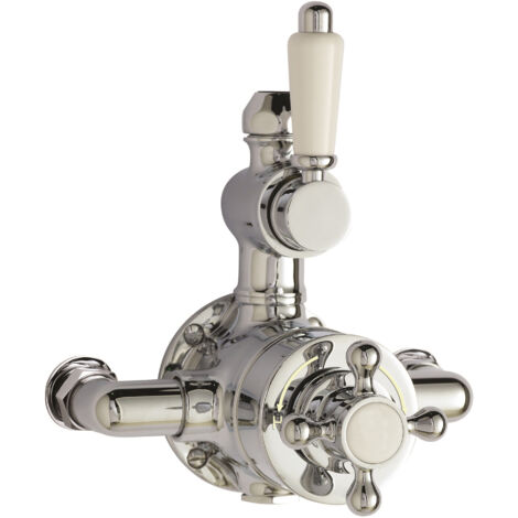 Traditional Exposed Twin Thermostatic Shower Valve - 1 Outlet - Chrome Finish - Premium Bathroom Shower Control Valve by Balterley