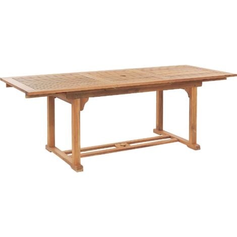 Traditional Extending Garden Table Acacia Wood 160/220 x 90cm Parasol Hole Java