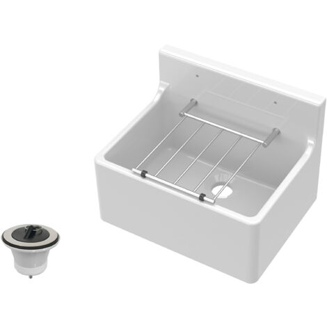 Traditional Fireclay Cleaner Sink with Waste - 515 x 382 x 393mm