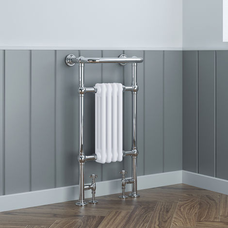 White 930 mm x 452 mm Milano Elizabeth Electric Traditional Heated Towel Rail 