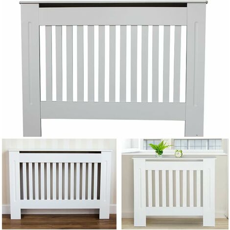 Traditional MDF Wood Radiator Cover Slatted Shelf Cabinet Home Office Heater Cover Vent Flat Packed Easy Assembly Medium: H 82 x W 112x D 19 Cm