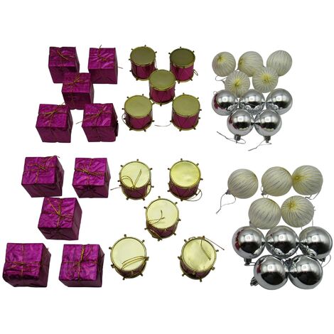 Traditional Mixed Christmas Tree Decorations X2 (Xmas Baubles Festive Ornaments)