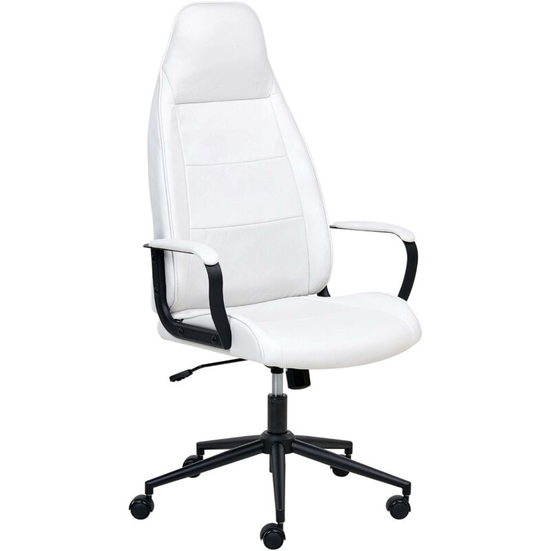 Beliani - Traditional Modern Office Chair Fabric Swivel Adjustable With Armrests Off-white Rebel