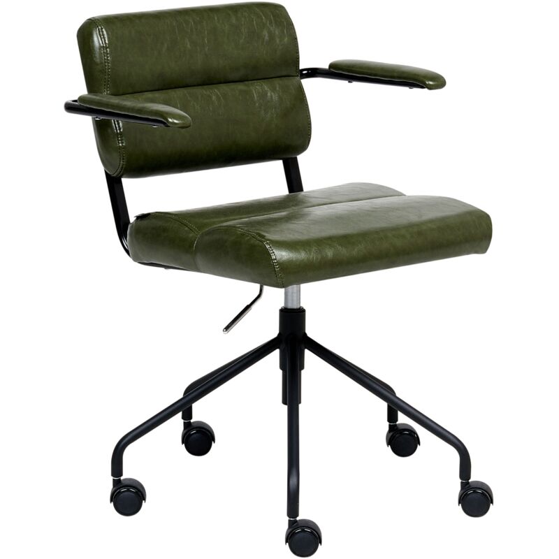 Beliani Desk Chair Candor Faux Leather Dark Green