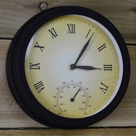 Traditional Outdoor Garden Wall Clock & Thermometer