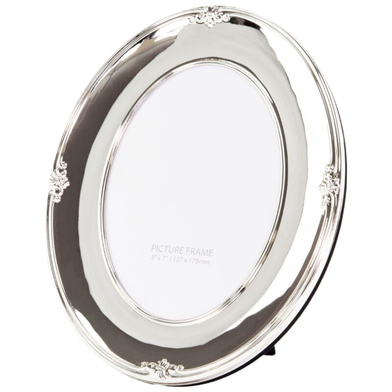 Traditional Oval Silver Plated 5 x 7 Single Picture Frame Lacquer Coated by Happy Homewares Silver Plated