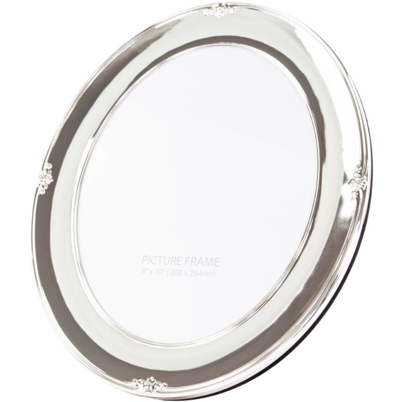 Traditional Oval Silver Plated 8 x 10 Single Picture Frame Lacquer Coated by Happy Homewares - Silver Plated