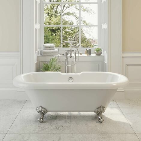 main image of "Traditional Oxford Freestanding Bath Double Ended Ball Feet 1700mm Acrylic White"