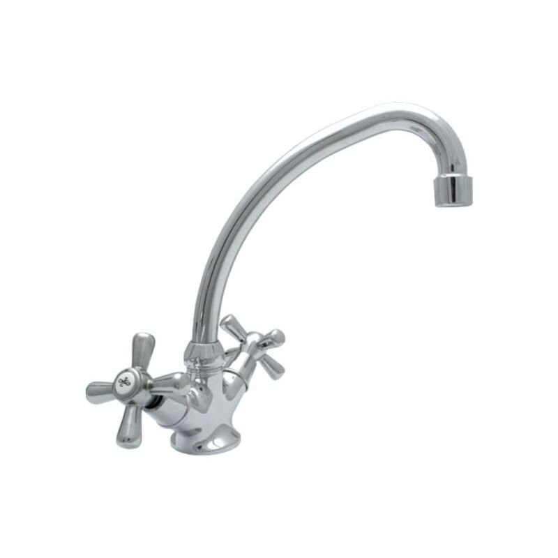 Traditional Retro 'F' Spout Cross Head Kitchen Bathroom Standing Faucet Tap