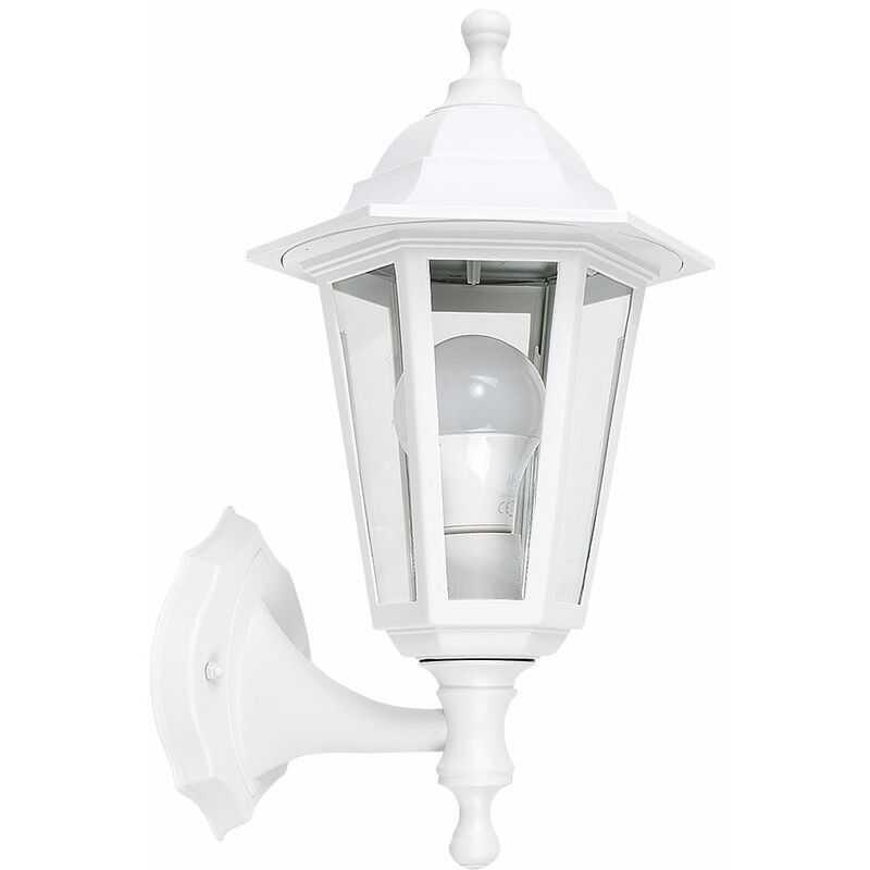Traditional Outdoor Security IP44 Rated Wall Light Lantern - White