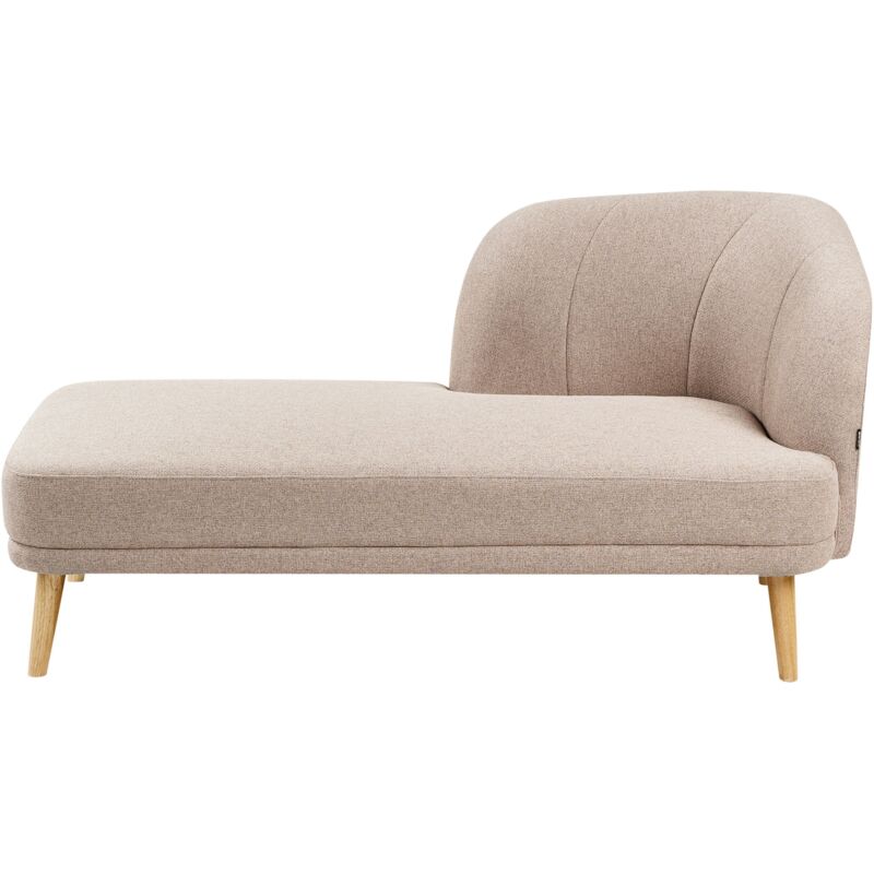 Beliani - Traditional Style Right Hand Polyester Fabric Chaise Lounge Living Room Furniture Light Brown Tanlay