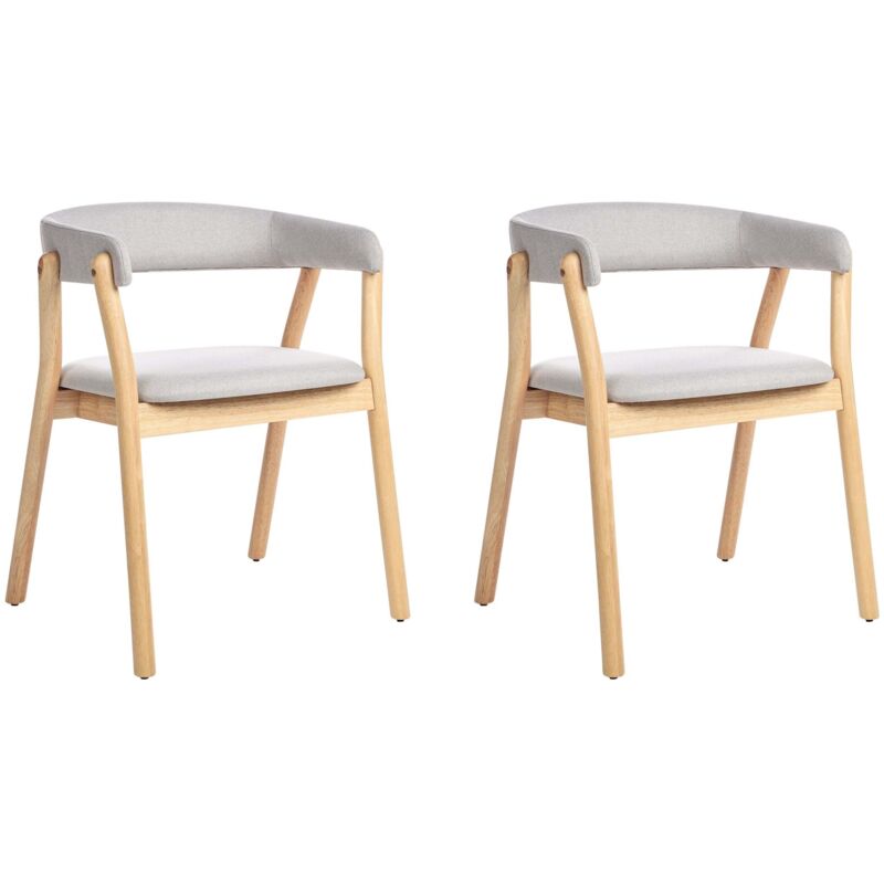 Beliani Set Of 2 Dining Chairs Mylo Wood Light Grey