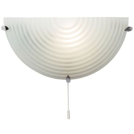 Traditional Swirl Frosted Glass Wall Uplighter Fitting with Pull Switch Button by Happy Homewares - White