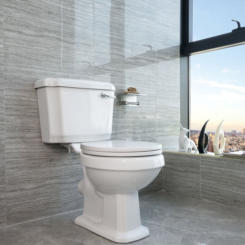 Traditional Toilet Close Coupled Ceramic Pan Cloakroom Soft Close Seat Bathroom