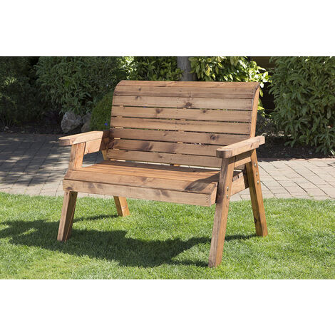 Traditional Two Seater Bench Boxed, Wooden Garden Seat W118 x D74 x H98 - Flat Packed