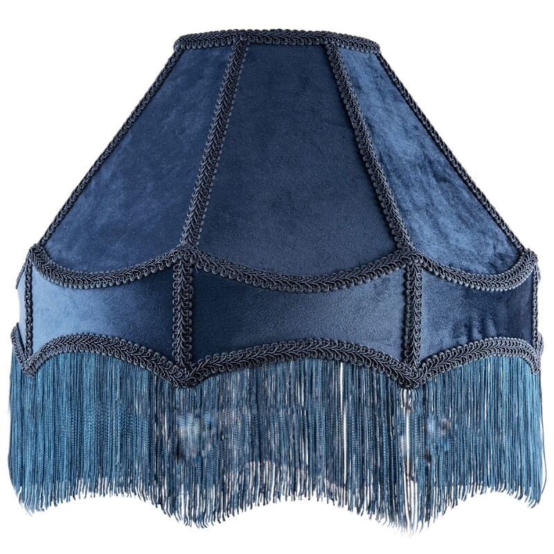 Traditional Victorian Empire 40cm Lamp Shade in Navy Midnight Blue with Tassels by Happy Homewares