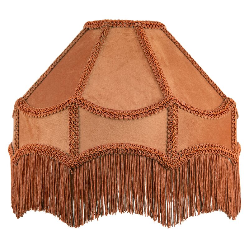 Traditional Victorian Empire Lampshade in Mustard Ochre Velvet with Long Tassels by Happy Homewares