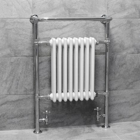 Traditional Victorian Heated Towel Rail Bathroom Radiator Inc FREE Valves, large 659 x 952mm