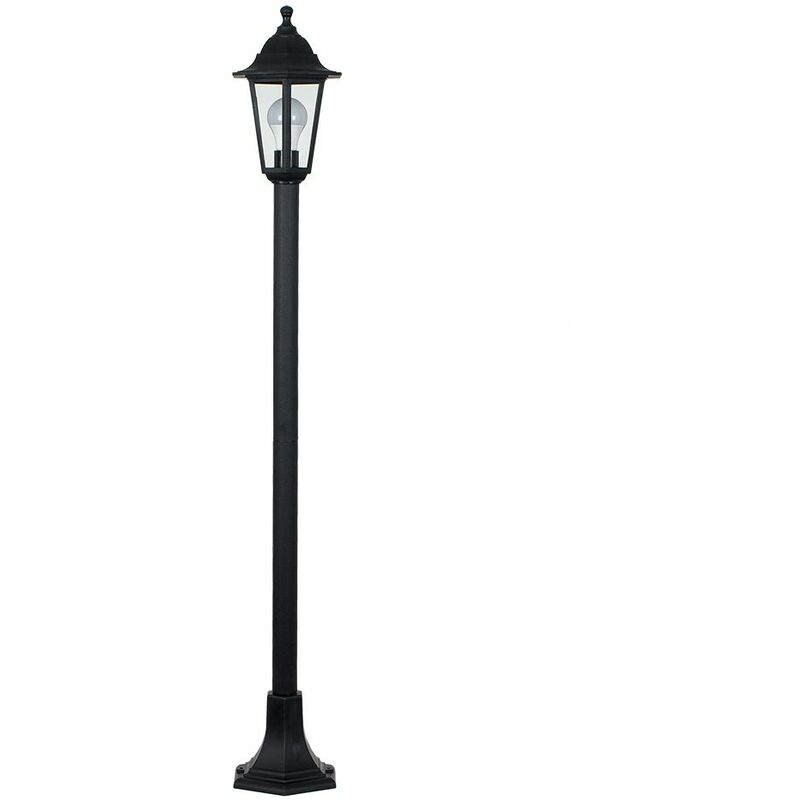 Traditional 1.2M Outdoor Garden Black Lamp Post Bollard & Top Lantern Light IP44 Rated - No Bulb